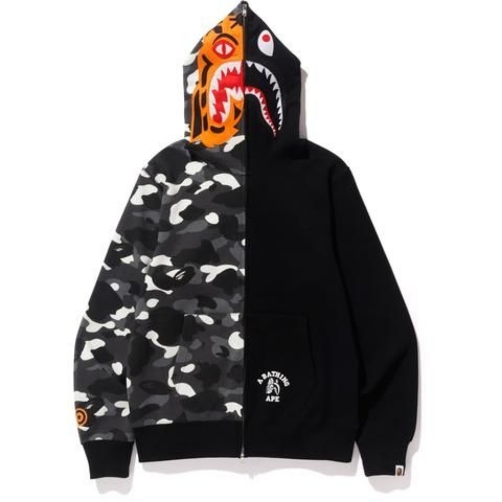 Black and white bape hoodie